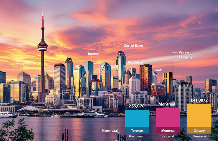 Canadian city skyline or cost comparison chart